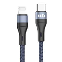 WB Cabo USB-C e Ligthning 1 metro 27W azul marinho nylon trançado compatível com Apple, Modelo: 20W USB-C para Lightning (Azul Marinho)