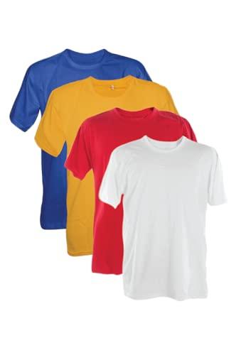 Kit 4 Camisetas Poliester 30.1 (Branco, Vermelho, Ouro, Royal, M)