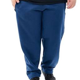 Calça Masculina Plus Size Em Moletom Reta Com Bolsos (G1, Azul Marinho)