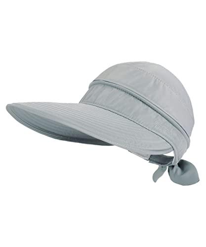 Chapéus para mulheres UPF 50+ protetor solar UV chapéu viseira de praia conversível (cinza)