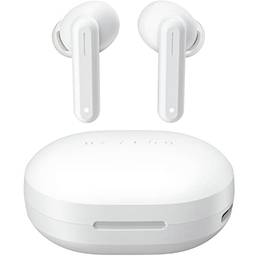 Fones de ouvido sem fio, Haylou GT7 Bluetooth 5.2 HD estéreo, cancelamento de ruído de chamada clara AI, USB-C, tempo de reprodução 24H, toque, 2 modos, fones de ouvido Bluetooth para home office, branco leite