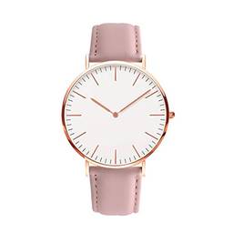 Romacci Relógio masculino feminino fashion ultrafino simples relógio de pulso casual minimalista com pulseira de couro