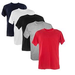 Kit 5 Camisetas 100% Poliéster (Azul Marinho, Branco, Preto, Mescla, Vermelho, P)
