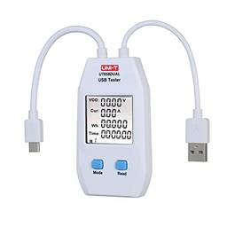 Romacci Medidor de energia USB LCD USB testador detector voltímetro amperímetro testador de capacidade de energia digital (UT658-Dual)