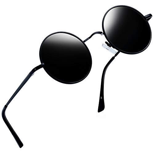 Óculos de Sol Redondos Femininos e masculinos Polarizados, John Lennon Círculo Hippie Vintage Retrô Steampunk Armação de Metal Joopin Óculos de Sol para Mulheres e Homens com proteção UV (Embalagem Simples Preta)
