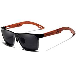 Óculos de Sol Masculino Design Madeira Kingseven Polarizados com UV400 Espelho B5507 (C1)