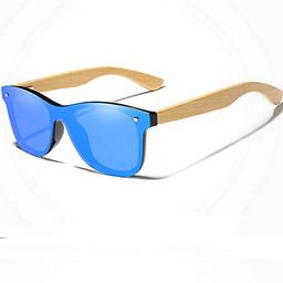 Óculos de Sol Masculino Artesanal Bambu Kingseven Proteção Polarizados UV400 Espelho (C1)
