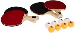 JOOLA Conjunto de tênis de mesa multifuncional para uso interno (pacote inclui 4 raquetes/palmatas, 8 bolas, estojo de transporte), multicolorido, tamanho único (59152)