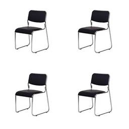 Kit 4 Cadeiras Para Escritório Fixa Interlocutor Cromada Dubai OR Design Preto