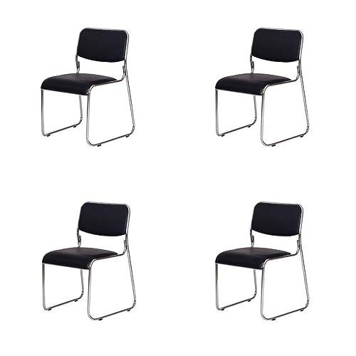 Kit 4 Cadeiras Para Escritório Fixa Interlocutor Cromada Dubai OR Design Preto