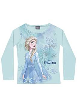 Camiseta Avulsa Manga Longa Frozen, Fakini, Meninas, Azul, 4