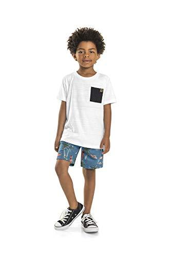 Camiseta e Bermuda Surf, Quimby, Meninos, Branco Especial, 06