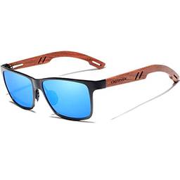 Óculos de Sol Masculino Design Madeira Kingseven Polarizados com UV400 Espelho B5507 (C2)