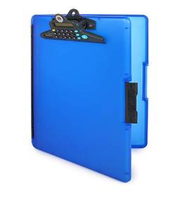 Dexas Prancheta de armazenamento Slimcase 2 com abertura lateral e calculadora, azul
