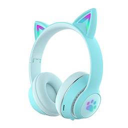 L550 Over Ear Music Headset Glowing Cat Ear Headphones 7 cores luzes respiratórias Dobrável sem fio BT5.0 fone de ouvido com microfone AUX IN TF Card MP3 Player para PC laptop tele