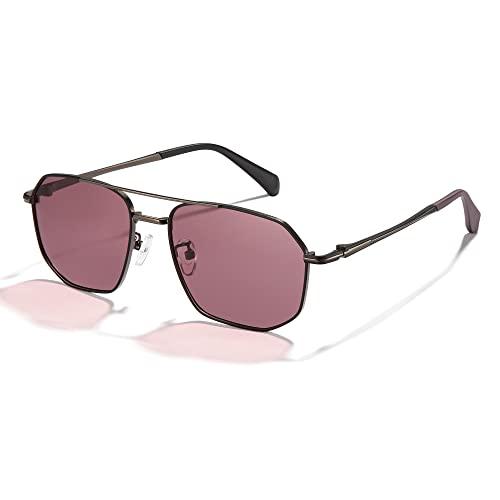 Cyxus Óculos de Sol para Masculino/Feminino, Aviador Oculos de Sol Homens Lentes Polarizadas Protegem UV Antirreflexo Estrutura de Aço Inoxidável Leve (3-Lentes de armação de metal vermelho)