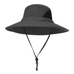 yotijar Chapéu de Verão Unissex, Chapéu de Proteção UV Solar, Chapéu de Aba Larga para Exteriores com - Cinza escuro