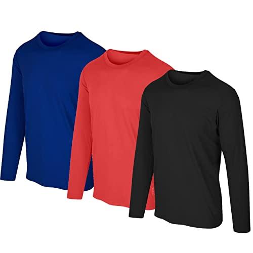 Kit com 3 Camisetas Proteção Solar Uv 50 Ice Tecido Gelado – Slim Fitness – Marinho - Vermelho - Preto – GG