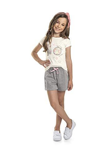 Conjunto Infantil Blusa Cotton E Shorts Moletinho, Quimby, Meninas, Natural, 03