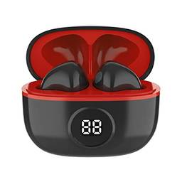 Fone de ouvido Bluetooth In-ear sem fio WB Mini IO TWS Vermelho com Display Digital, 20 horas de bateria, proteção IPX4, alta definição com Super Bass, Compacto e com controle sensível ao toque