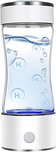 Garrafa de água de hidrogênio portátil para hidrogênio com tecnologia SPE PEM, recarregável, gerador de água ionizada, garrafa de vidro antioxidante antienvelhecimento, 290 ml (branca)