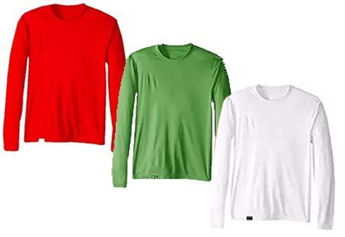 Kit com 3 Camisetas Proteção Solar Uv 50 Ice Tecido Gelado – Slim Fitness – Verde - Vermelho - Branco – GG