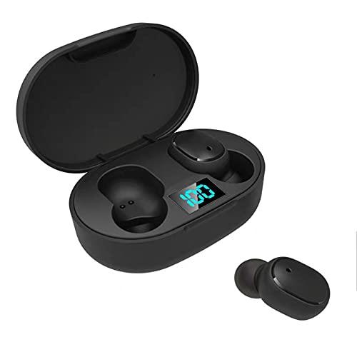 SZAMBIT Fones de ouvido sem fio, fones de ouvido Bluetooth com microfone, IPX7 à prova d'água, fones de ouvido HI-FI estéreo, 12H Playtime com caixa de carga, tela LED para trabalho/esportes/jogos