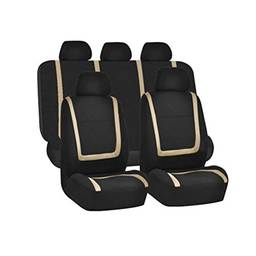 Wakauto Capa de assento de carro universal para assento de automóvel, resistente ao desgaste, tapete protetor de assento de carro, acessório interno de carro, 9 peças (bege)