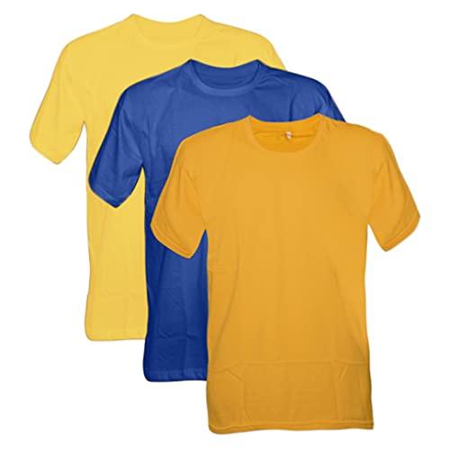 Kit 3 Camisetas 100% Algodão (Ouro, Royal, Canario, P)