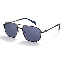 Cyxus Óculos de Sol para Masculino/Feminino, Aviador Oculos de Sol Homens Lentes Polarizadas Protegem UV Antirreflexo Estrutura de Aço Inoxidável Leve (0-Lentes azuis com armação de metal)