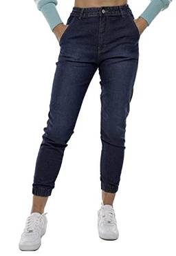 Calça Jeans Mom Jogger Sob Azul Escura com Elastano (38)