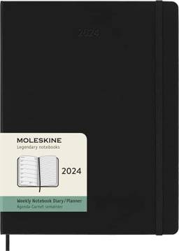 Moleskine 2024 Weekly Planner, 12M, Extra Large, Black, Hard Cover (7.5 x 10)