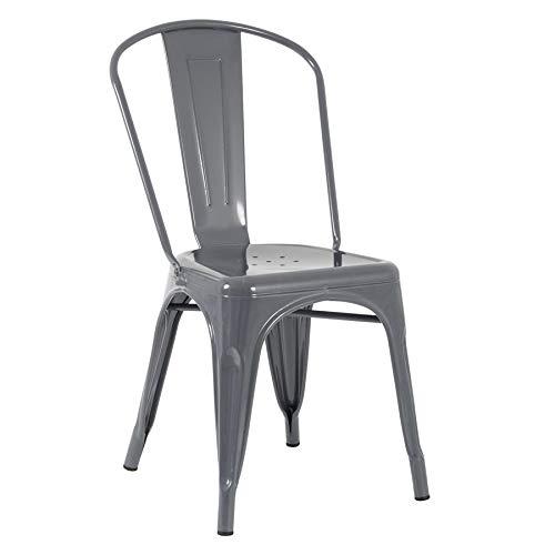 Cadeira Iron Tolix - Metal - Design industrial - Vintage - Cinza escuro