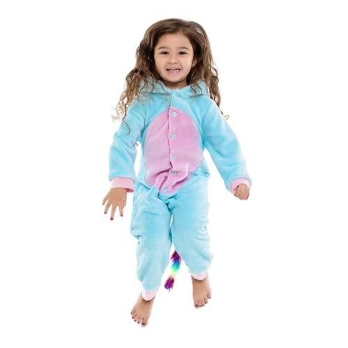 Pijama Infantil Pelúcia Fleece Unicórnio Com Capuz (4 Anos)