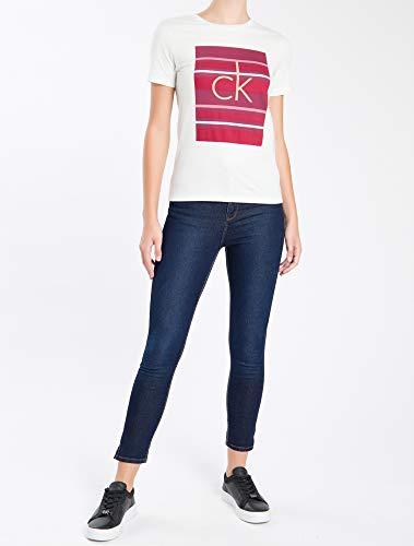 Camiseta com listras, Calvin Klein, Feminina, Rosa, G