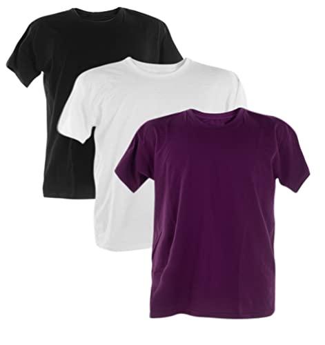 Kit 3 Camisetas PLUS SIZE 100% Algodão (Preto, Branco, Roxo, XGG)