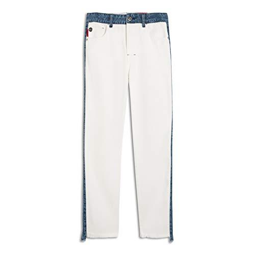 Calca White Denim (Rihanna) Recortes Jeans Off White 36