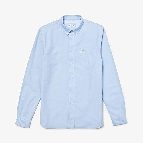 Camisa Manga longa Regular Fit em algodão Oxford Lacoste Masculino Azul Claro 38
