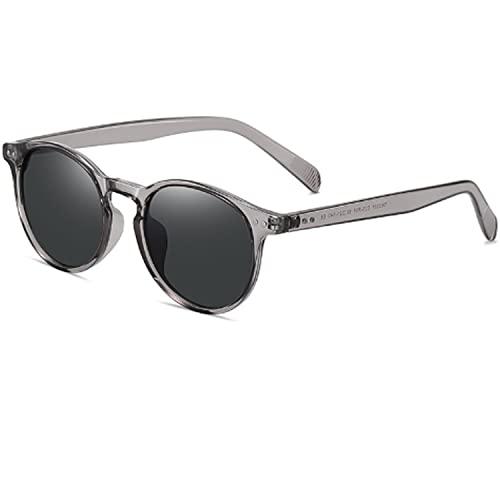Óculos de Sol para Masculinos e Femininos Redondos polarizados Joopin Pequenos Clássicos Vintage Estilo Proteção UV400 Lente (Cinza Transparente)