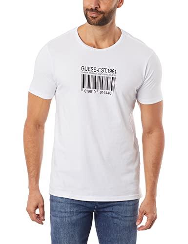 GUESS Silk Código De Barras, T Shirt Masculino, Branco (White), G3
