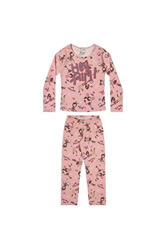 Conjunto Pijama longo com Blusa e Calça em Meia Malha Penteada, Meninas