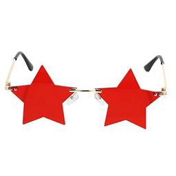 NUOBESTY 1 par Óculos Partido Óculos Em Forma de Estrela Personalidade Moda Óculos Com Armação De Ouro (Vermelho Brilhante)