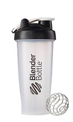 Coqueteleira clássica BlenderBottle perfeita para shakes de proteína e pré-treino, 800 ml, transparente/preto/branco