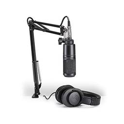 Kit Audio-Technica AT2020PK Microfone AT2020 + Fone ATH-M20X + Suporte Ajustável