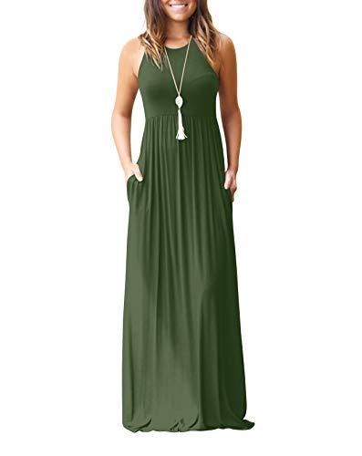UbdehL Vestido longo feminino, sem manga/manga curta, vestido longo elegante para festa, Verde 2, XL