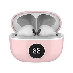 Fone de ouvido Bluetooth In-ear sem fio WB Mini IO TWS Rosa com Display Digital, 20 horas de bateria, proteção IPX4, alta definição com Super Bass, Compacto e com controle sensível ao toque
