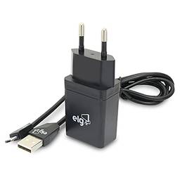 Kit Carregador de Parede Universal USB + Cabo Micro USB 1M Preto - KT510WC ELG