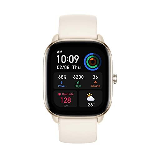 Amazfit GTS 4 MINI Smartwatch, com GPS e Alexa integrados, tela AMOLED HD de 1,65", bateria com duração de 15 dias para telefone Android compatível com iPhone (White)