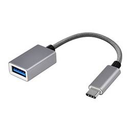 Adaptador USB-C (tipo C) macho para USB 3.1 fêmea, com função OTG (On the Go) permite conexões com pen drives, HDs externos e outros dispositivos com saída USB, Prata, UCA01, Geonav, 17 cm