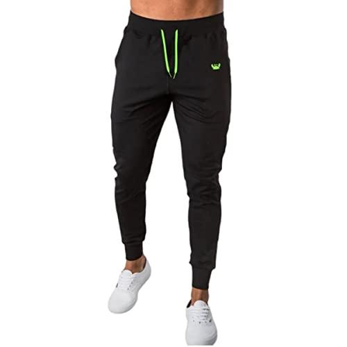 Calça De Moletom Jogger Masculina Apeluciada Com Bolsos Estampada Relaxado (XG, Preto Siri 1 Verde)